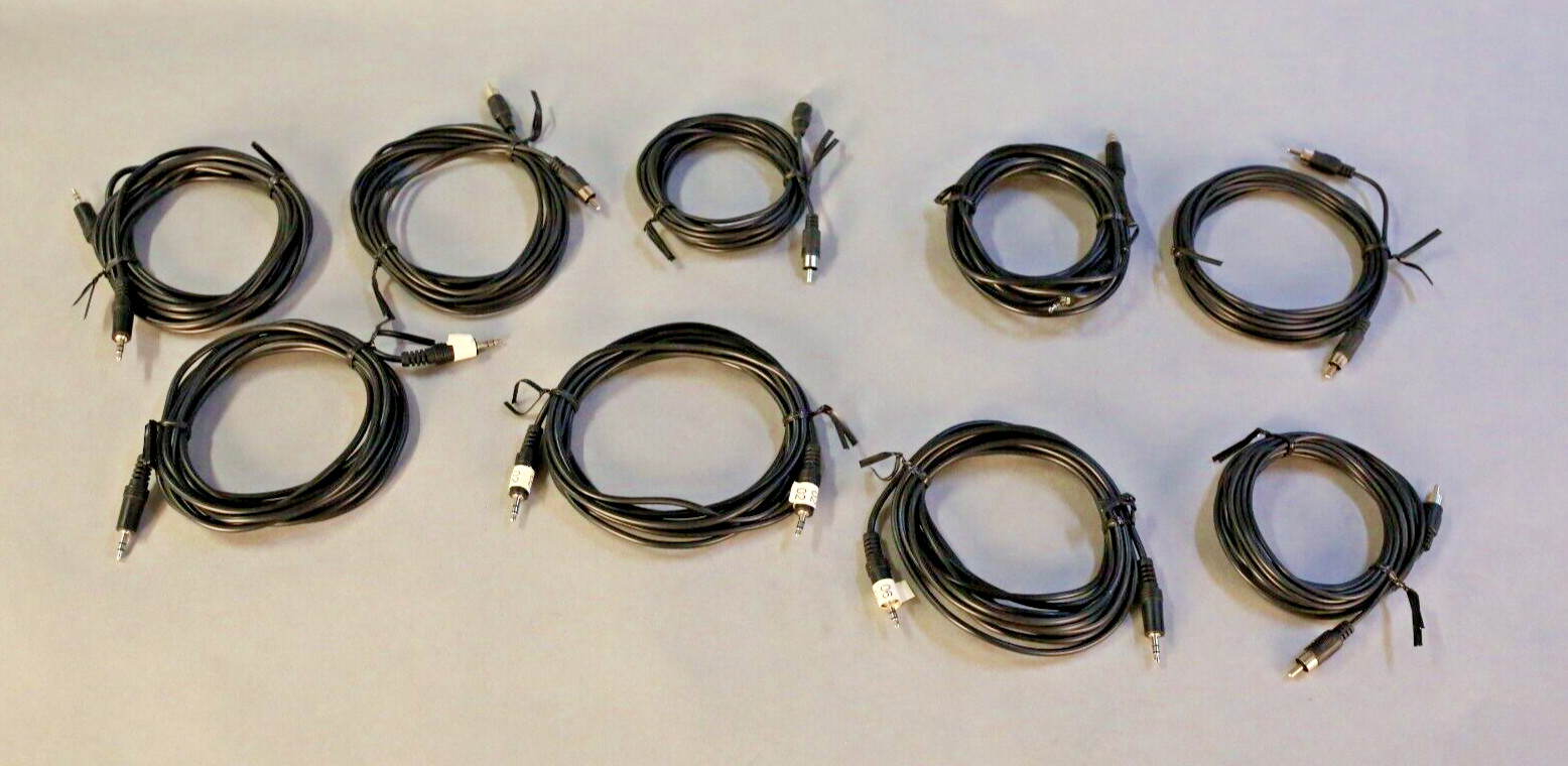 Mixed Lot of 9, 3.5mm and rca cables, Single RCA Male To Male AV  Cable