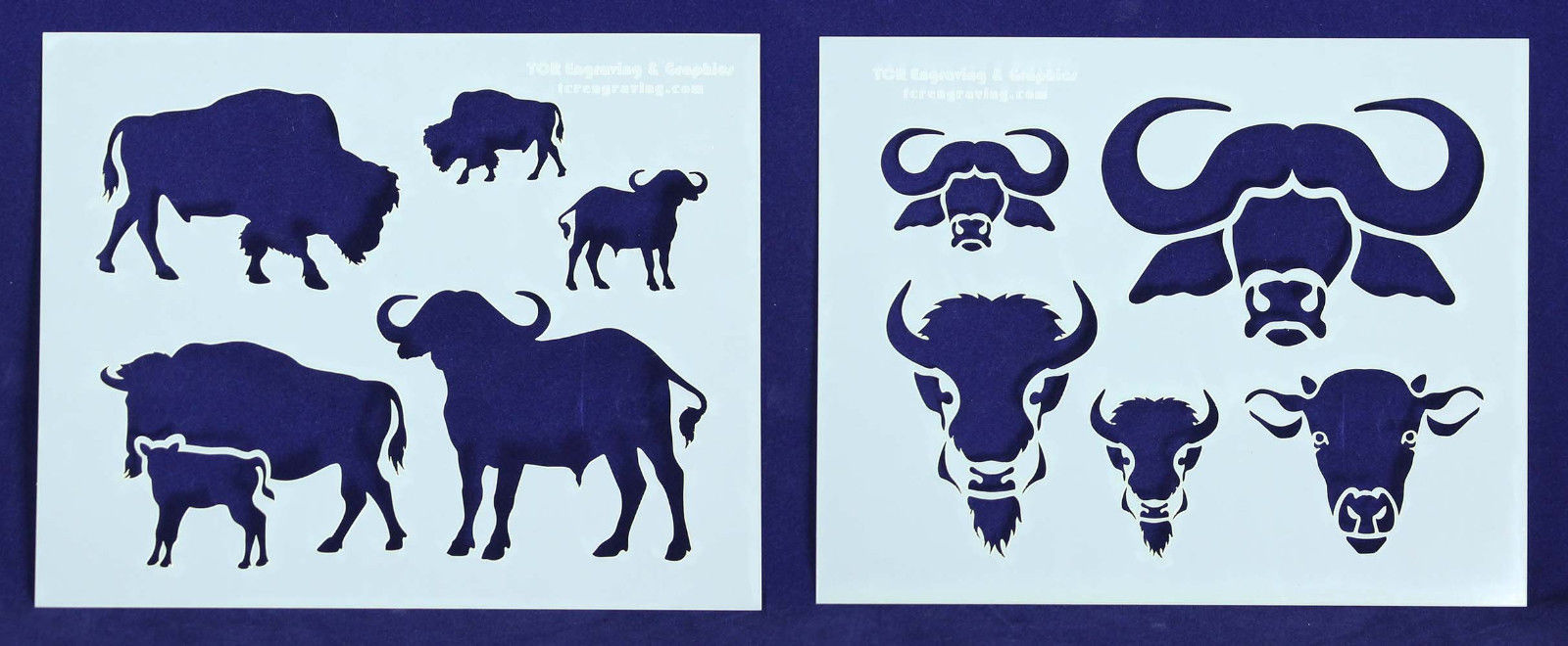 Buffalo/Bison Stencils- 2 Pc Set- 8 x 10 -14 mil Mylar Painting/Crafts