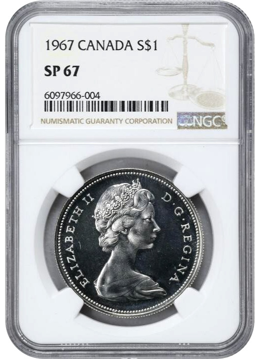 1967 Canada Silver Dollar $1 NGC SP-67 – KM 70 Elizabeth II