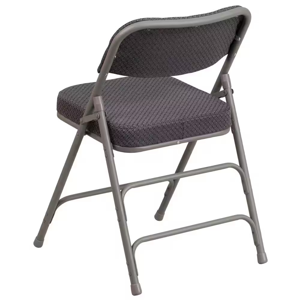 Hercules Series Premium Curved Triple Braced & Quad Hinged Gray Fabric Upholster