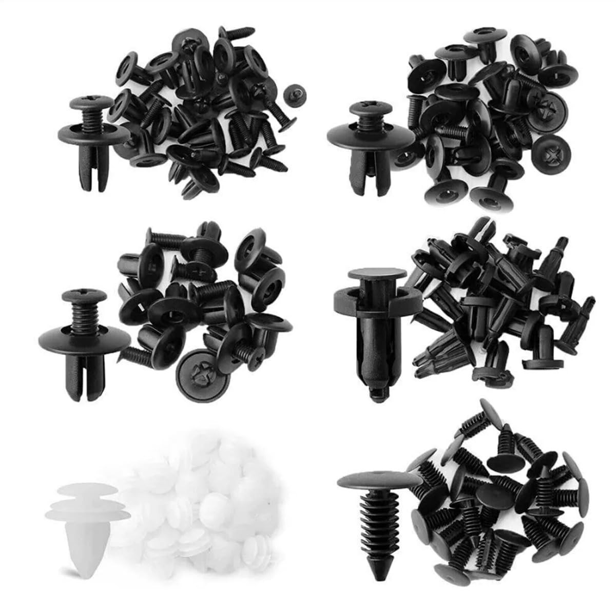 100 Pcs Bumper Clips Car Plastic Rivets Fasteners Push One Size, Black