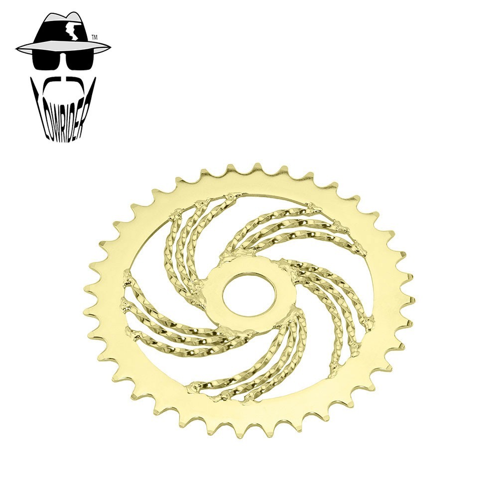 ORIGINAL LOWRIDER Triple Square Twisted 36T Chainring 1/2x1/8 Gold 1-Pc Crank.