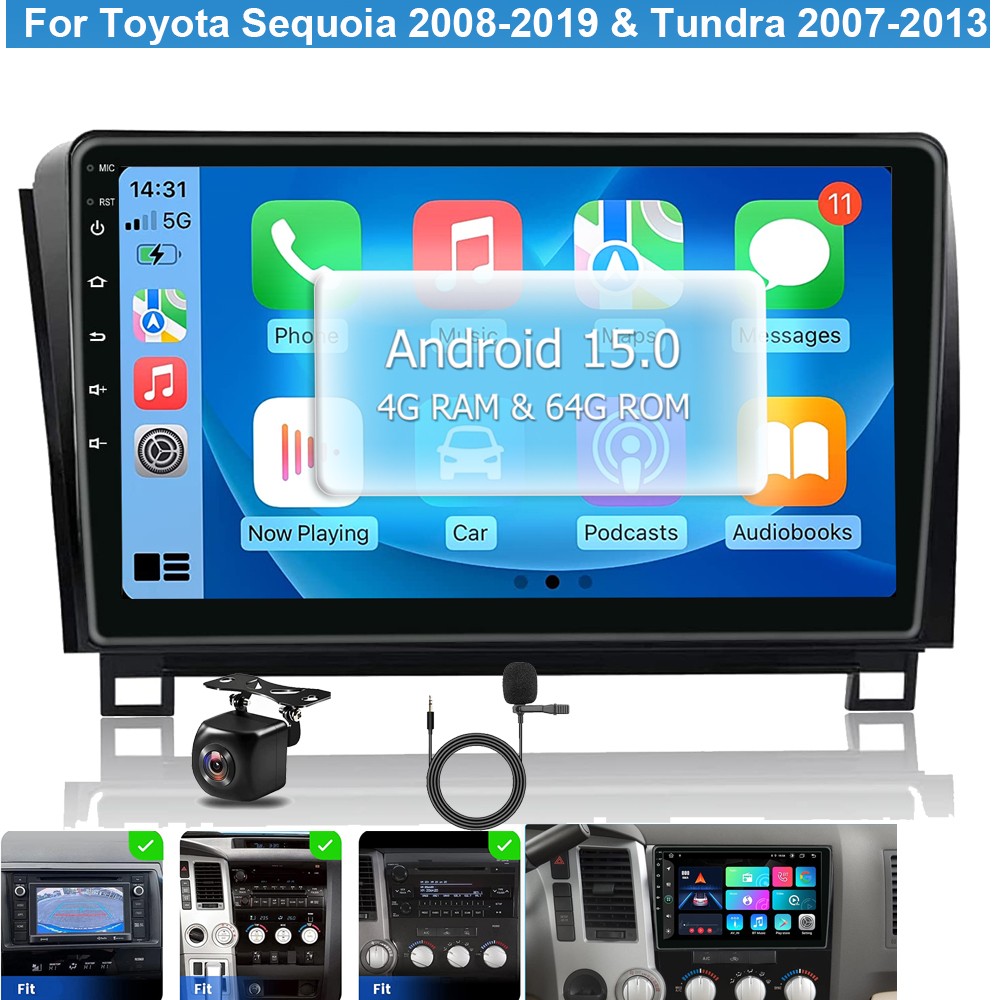 10.1" 4GB For Toyota Tundra 2007-13 Sequoia 2008-19 Carplay Stereo Car GPS BT FM
