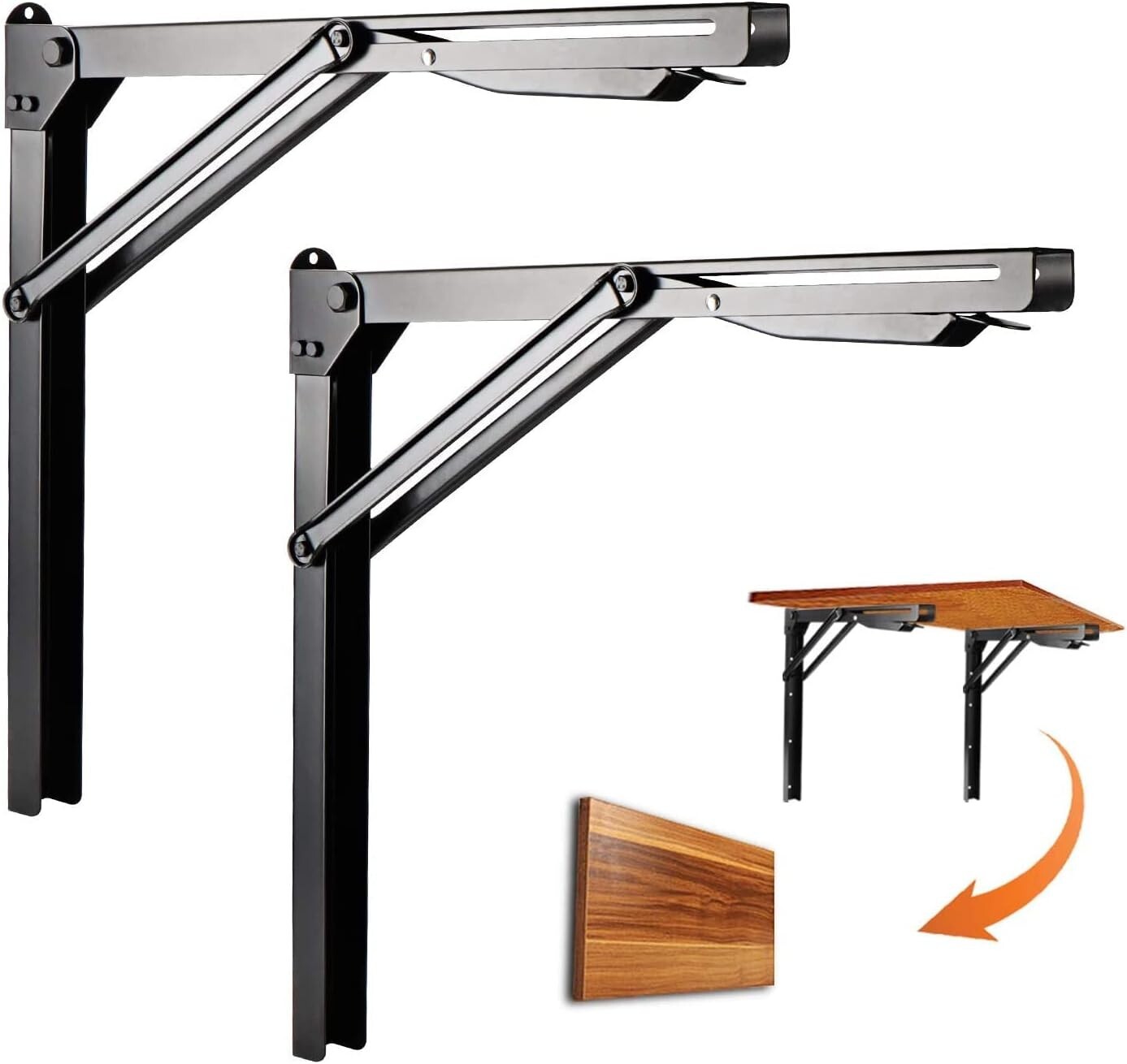 Heavy Duty Folding Table Bracket Garage Shelf Workbench Butcher Block Wall Mount