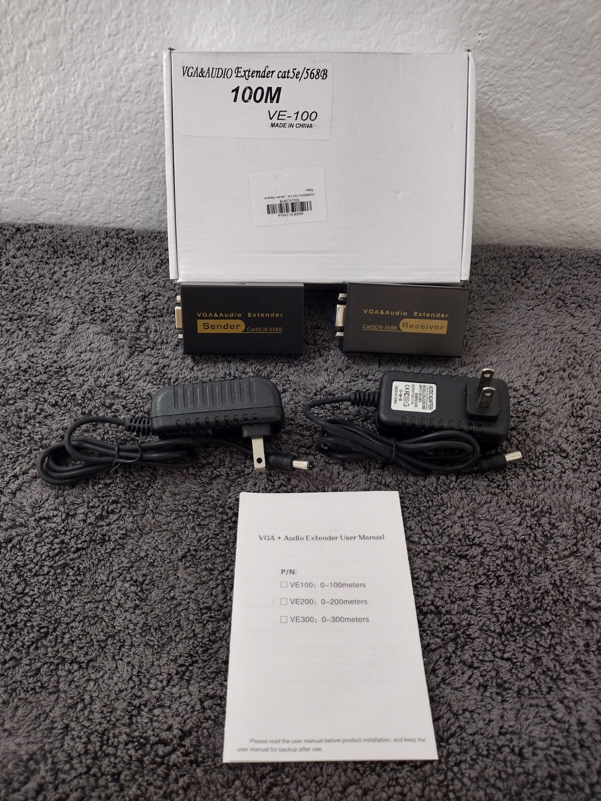 VGA & Audio Extender Cat5E/568B Receiver & Sender New