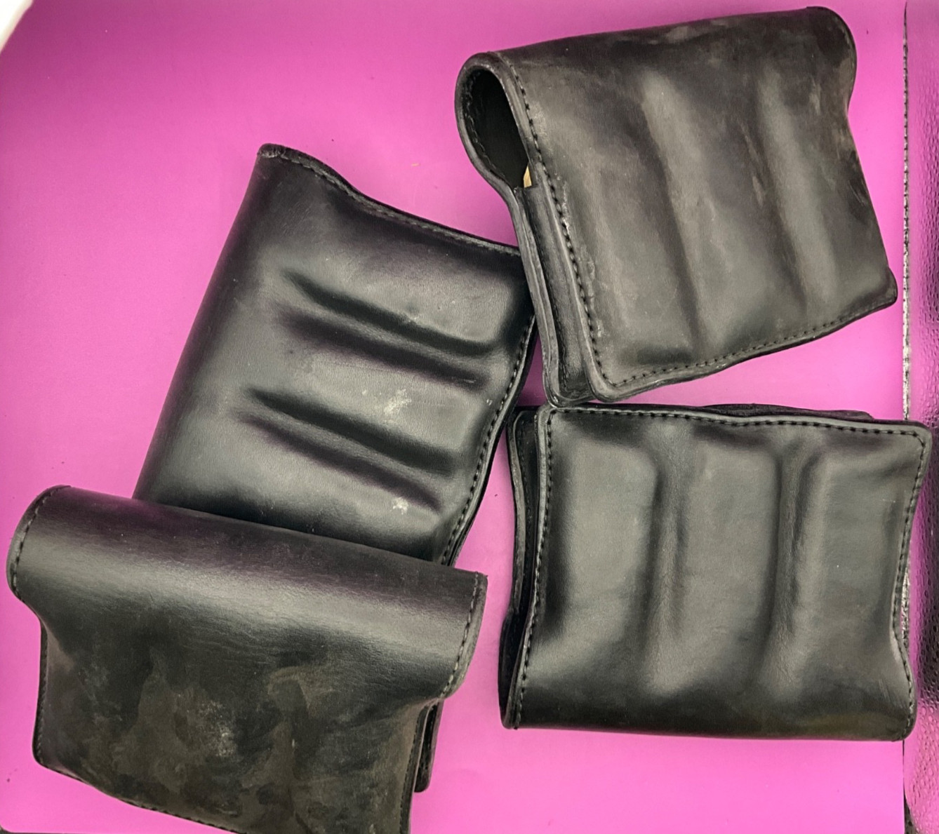CUSTOM BLACK LEATHER 6 MAGAZINE POUCH MAG HARMONICA HOLDER