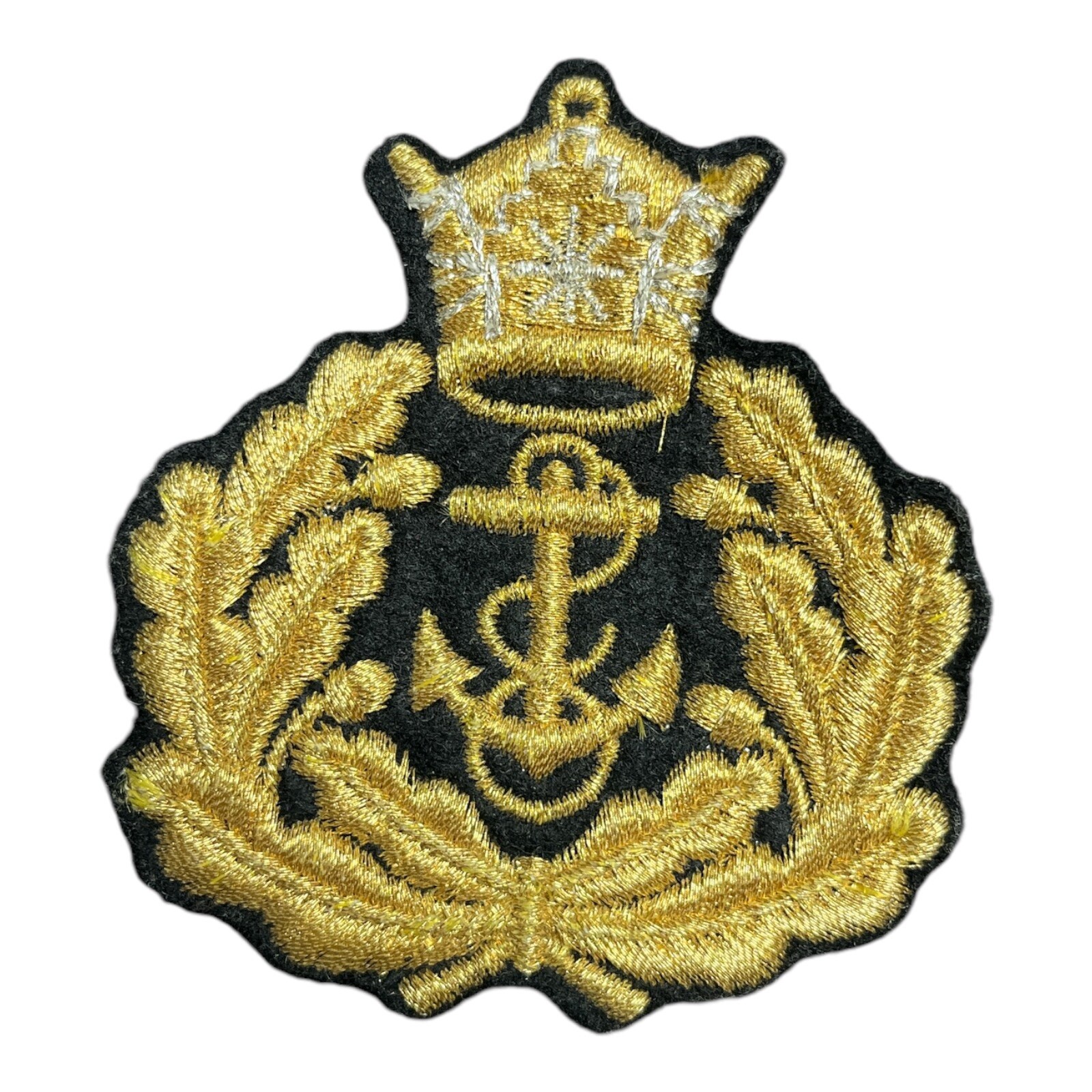 Royal Marine Sew On Patch Gold Silver Crown & Anchor NOS 3” x 3.25”