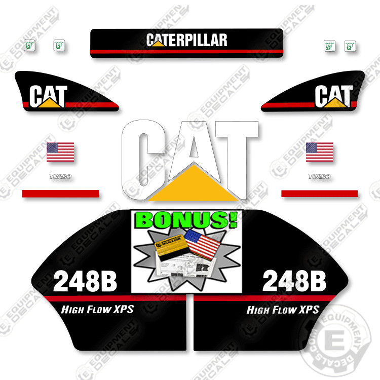 Fits Caterpillar 248B High Flow Decal Kit Skid Steer - 7 YEAR OUTDOOR 3M VINYL!