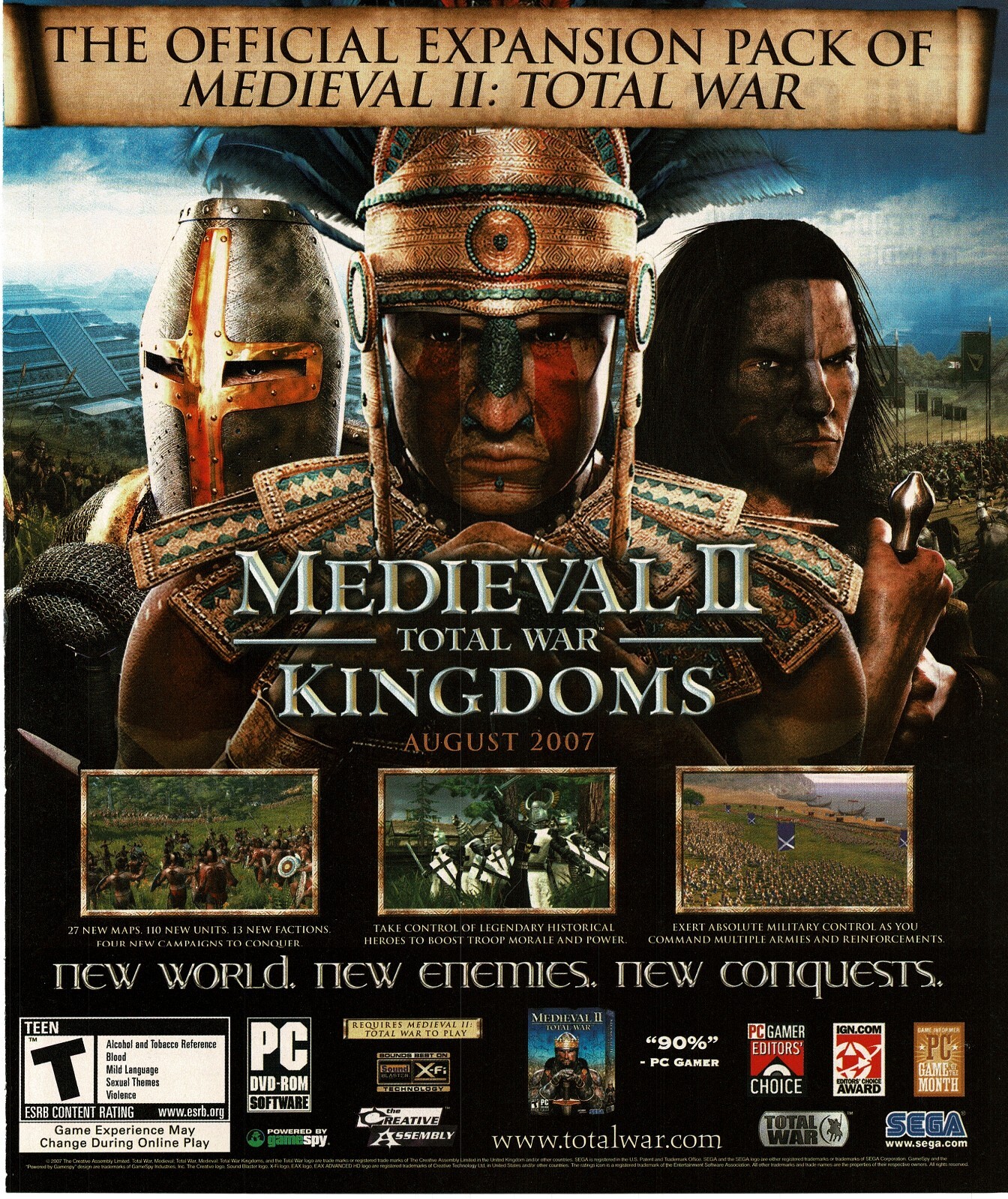 2007 Medieval II Total War Kingdoms Video Game Vintage Print Ad Sega