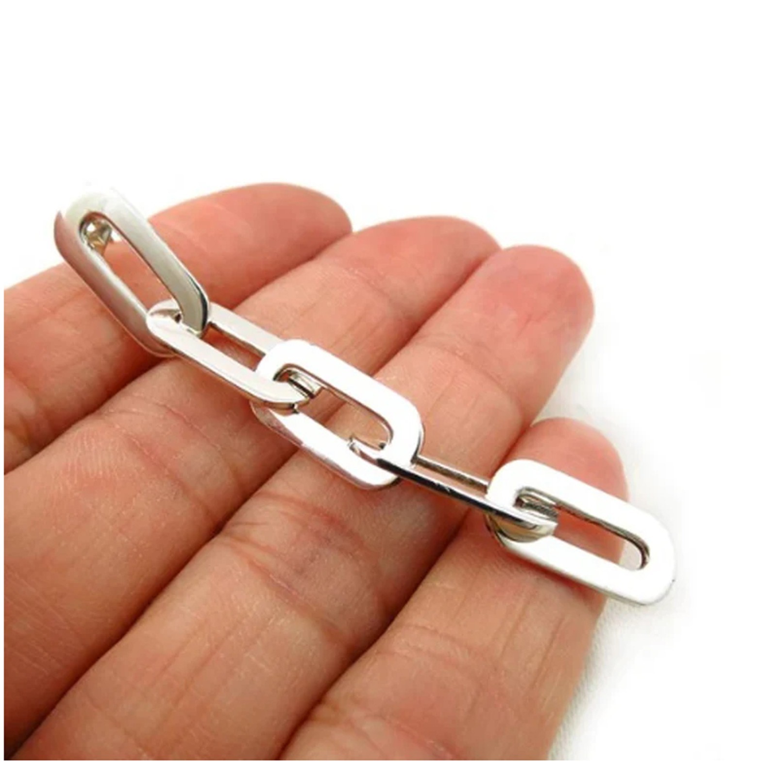 925 Sterling Silver Paperclip Dangle Earrings Modern Rectangle Geometric Earring