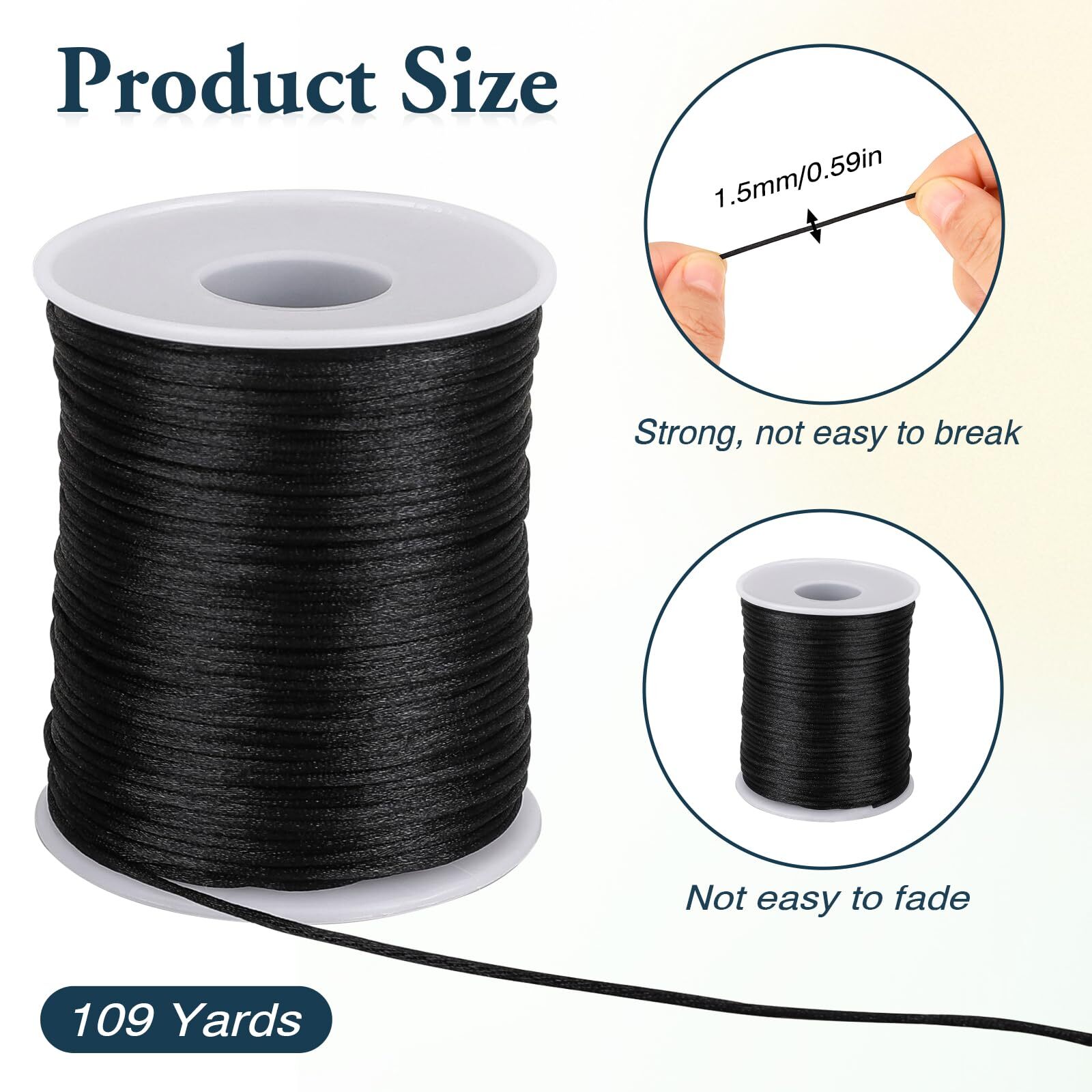 1.5mm X 110 Yards Nylon Satin Cord Necklace String Wind Chime Cord Replacement