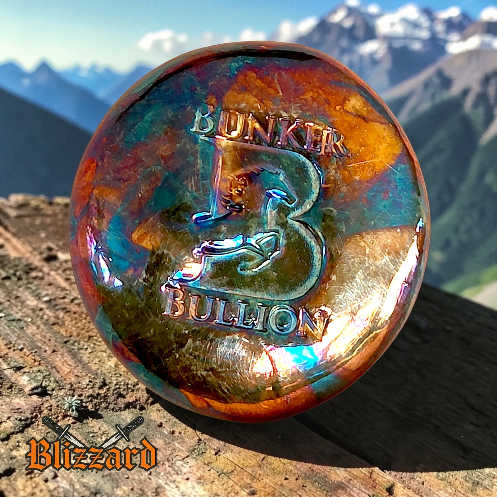 Bunker Bullion - 1 ozt .999 Fine Silver - Italian Marble Camouflage Toned Round