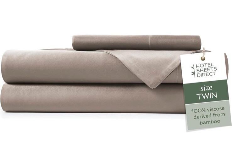 Hotel Sheets Direct Twin Sheet Set Sand Color 100% Viscose Derived from Bamboo
