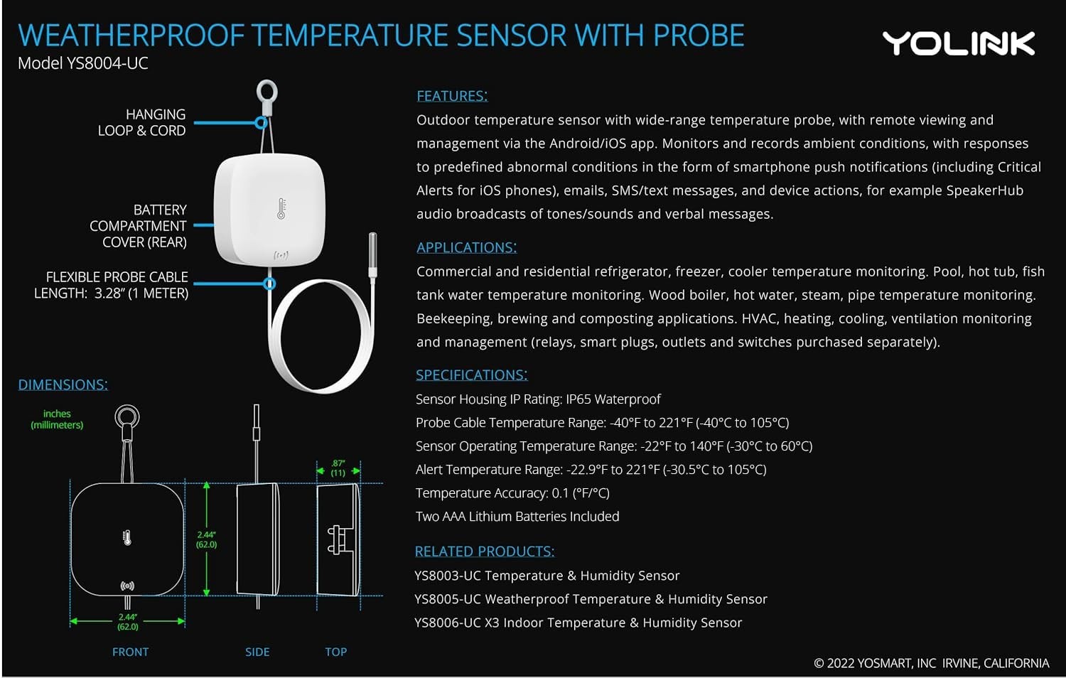 Weatherproof Digital Temperature Sensor with 1/4 Mile Range for All Environments