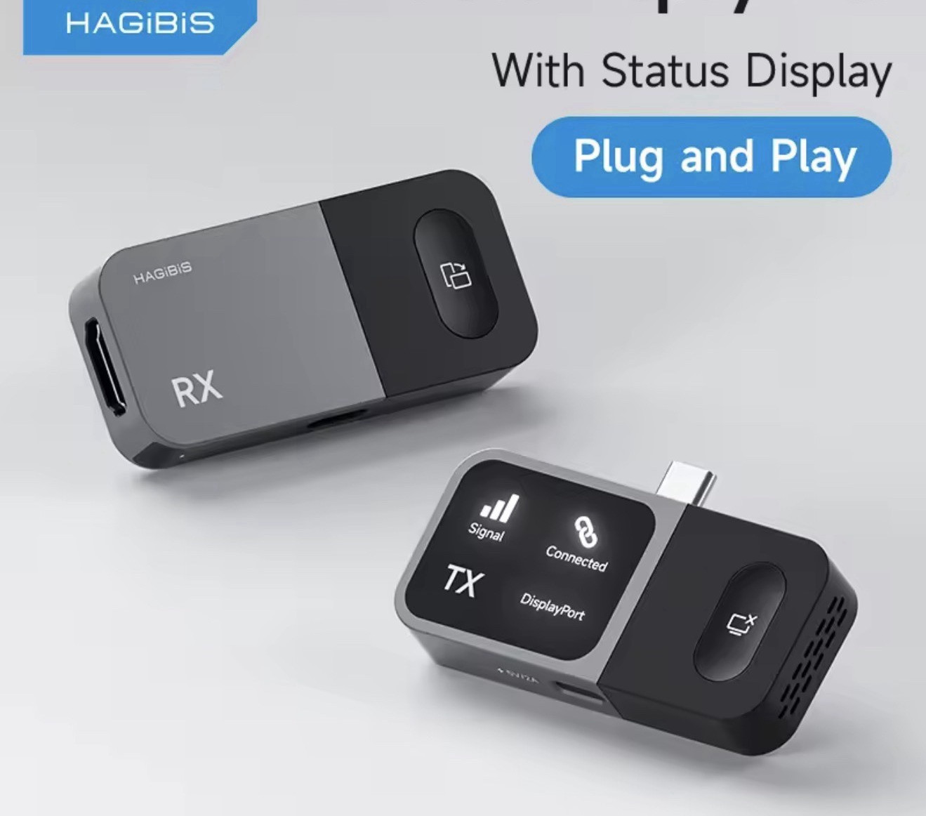 HAGiBiS G410 Wireless Display Dongle TX/RX Plug & Play Status, 2.4/5GHz