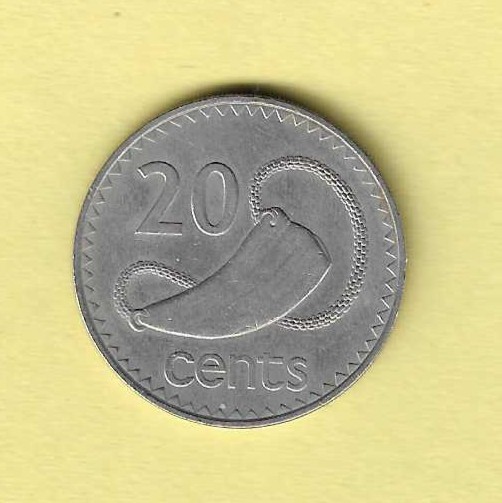 1976 Fiji 20 Cents EF-40