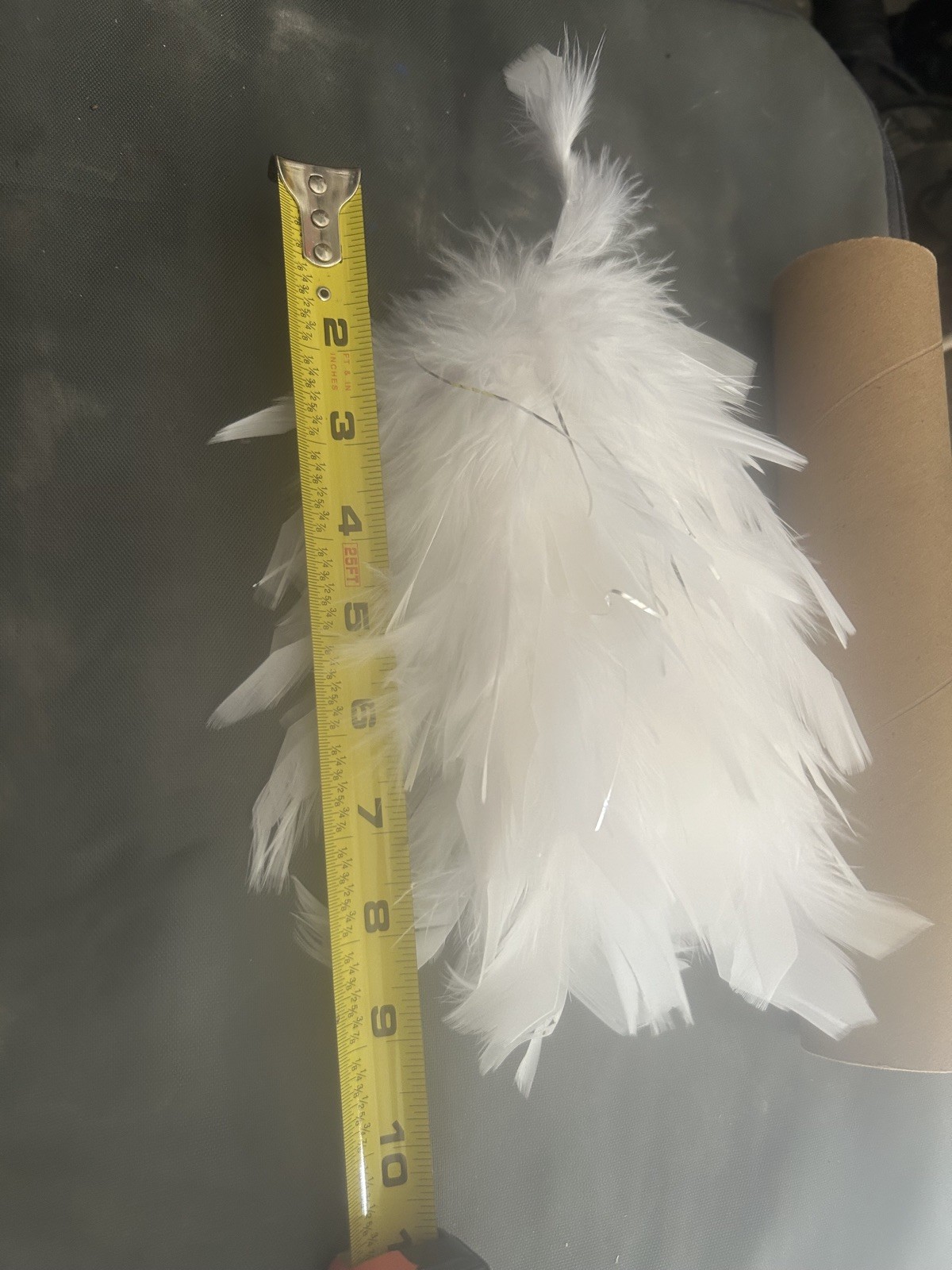 5 Marching Band Feather Plumes - White and silver- Approx. 7”