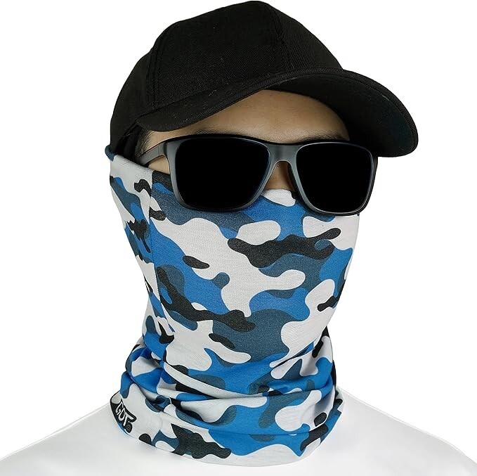 Neck Gaiter Face Mask Fishing Sun Headwear Protection Jigsaw Blue Camo
