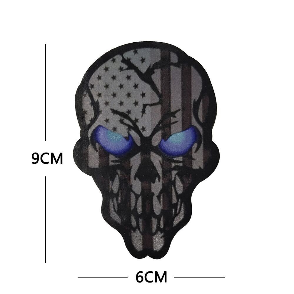 Reflect IR Blue Eye Us Usa American Flag Skull US Fl Flag Hook Loop Patch Gray