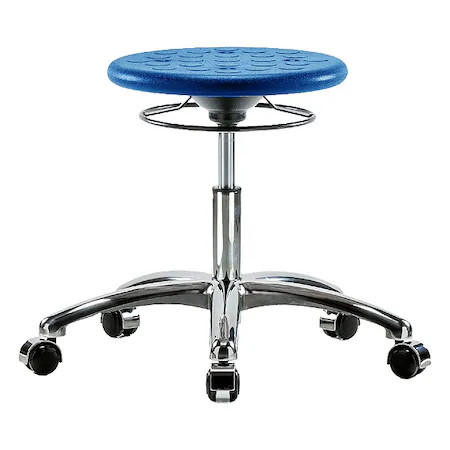 Zoro Select Clr-Ipdhso-Cr-Cc-Blu Cleanroom Stool, Polyurethane, Blue, 16 In To,