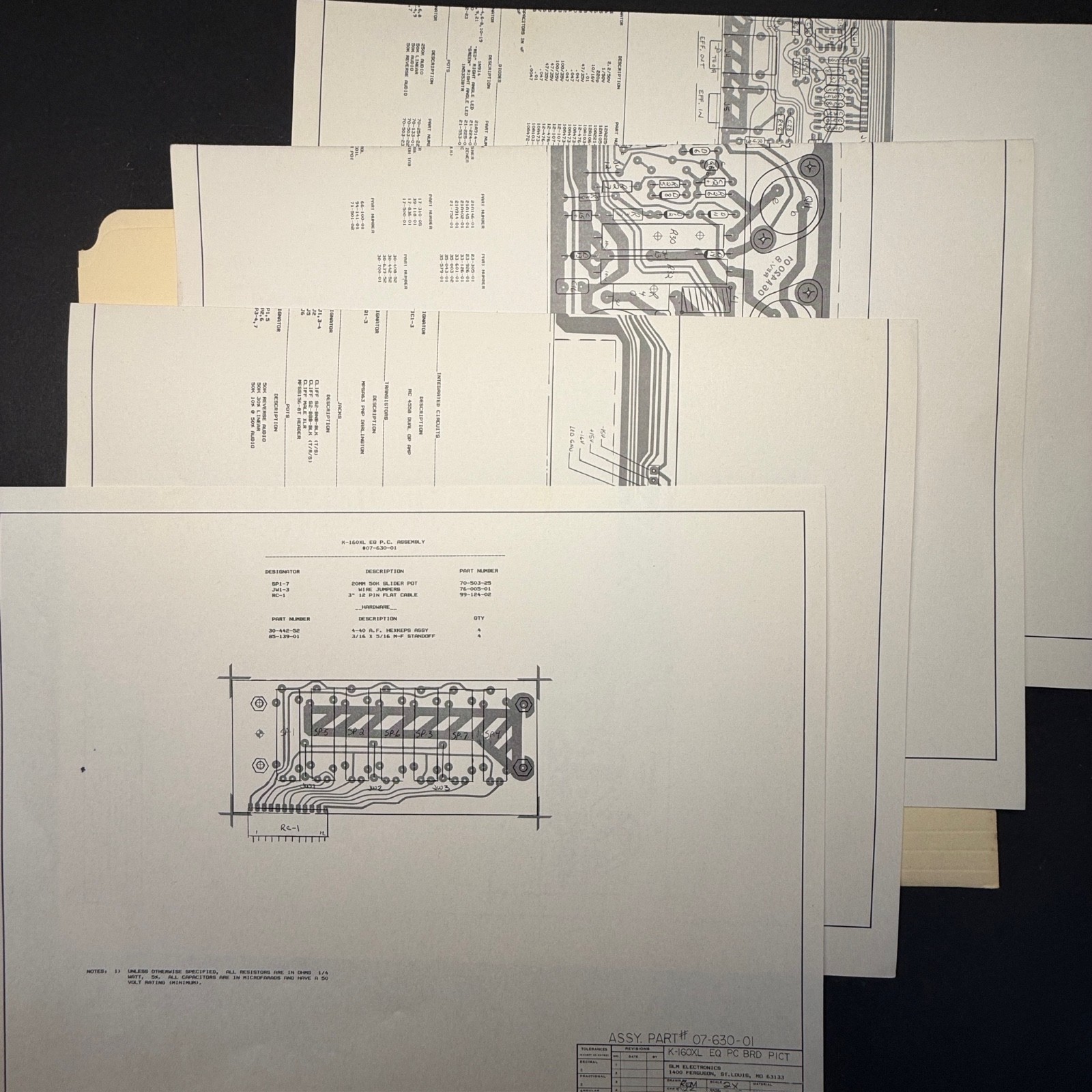 VINTAGE CRATE K160 POWER AMPLIFIER SCHEMATIC DIAGRAMS