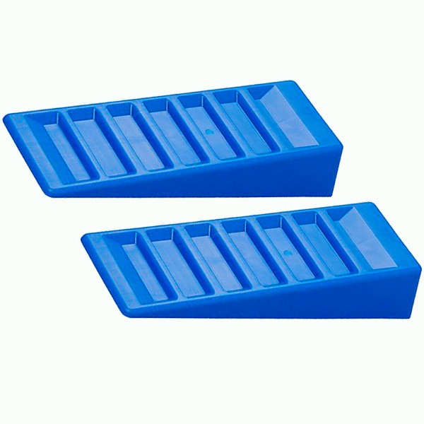 2x 3 Ton Step Wedge Levelling Wedge Loading Wedge Caravan Motorhome 75mm Blue