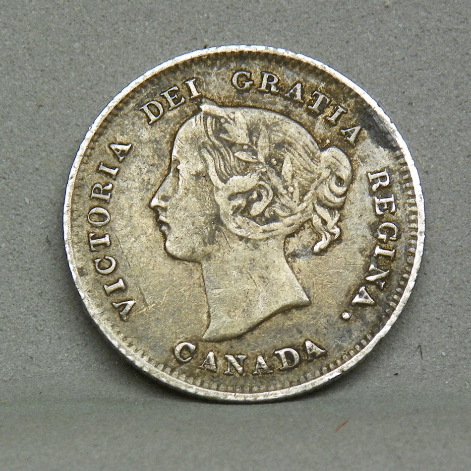 1900 CANADA 5 CENTS, Round O's, VF