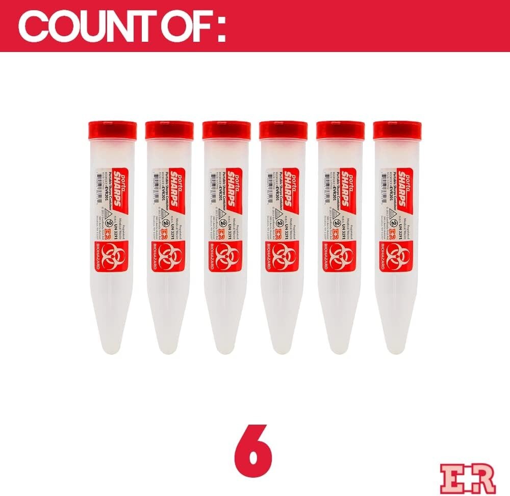 Ever Ready Transportable PORTA Sharps Container with Locking Mechanism - 6 Pack