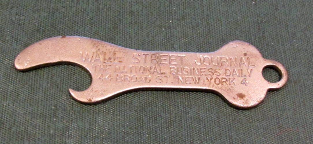 Very Old Wall Street Journal Newspaper Bottle Opener Keychain Fob