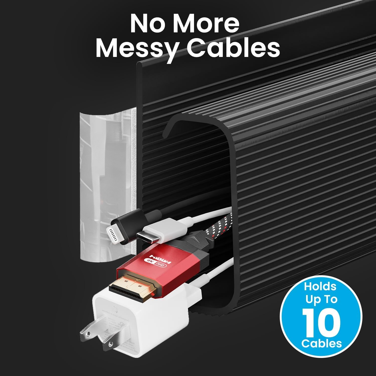 3Pcs No Drill Cable Tray, Under Desk Self-Adhesive Wire Organizer 15.7 Inch