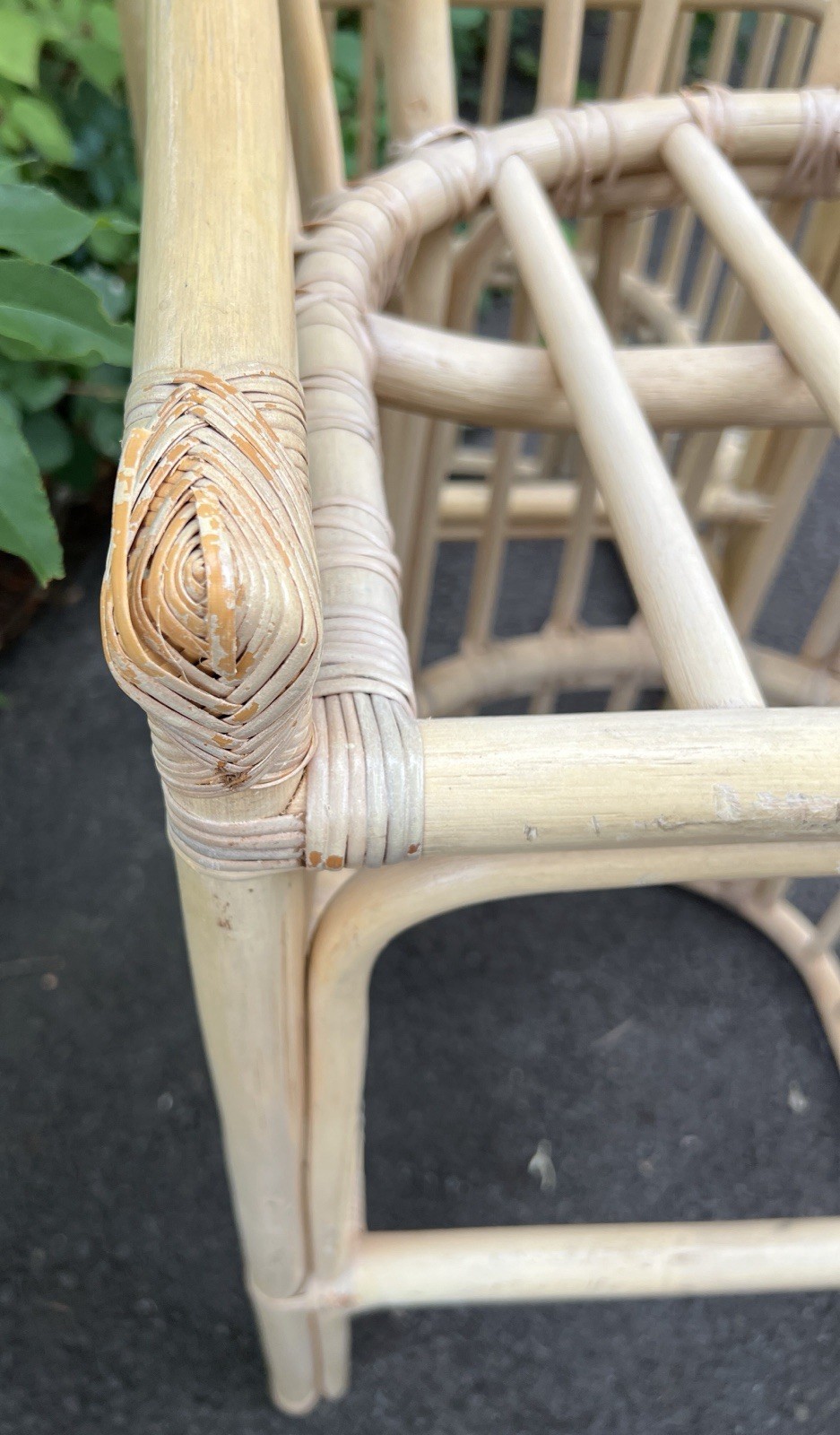 Vtg Rattan Bamboo Bar Stool Set Pair 42"H x20"W x16.75"L *LOCAL PICKUP NJ 07753*