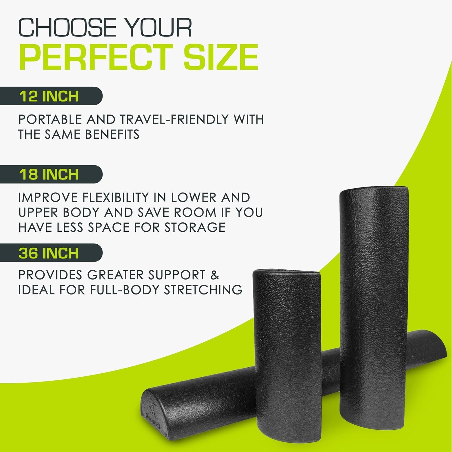 18" Half-Round Foam Roller - Versatile Recovery Tool for All Workouts