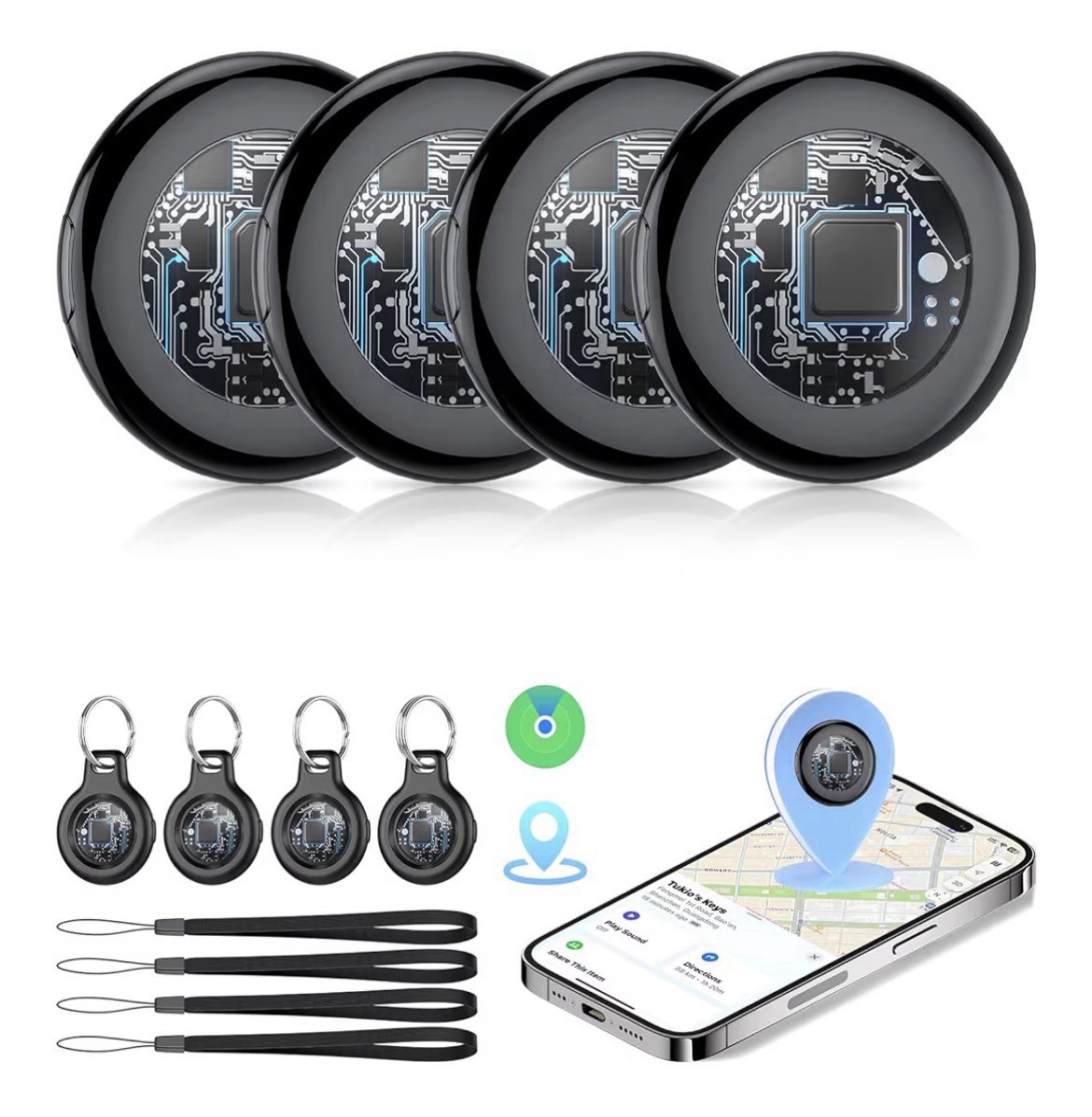 Tukio Lucid Tag 4 Pack Portable Locator Device IOS Air Tracker Tags Bluetooth