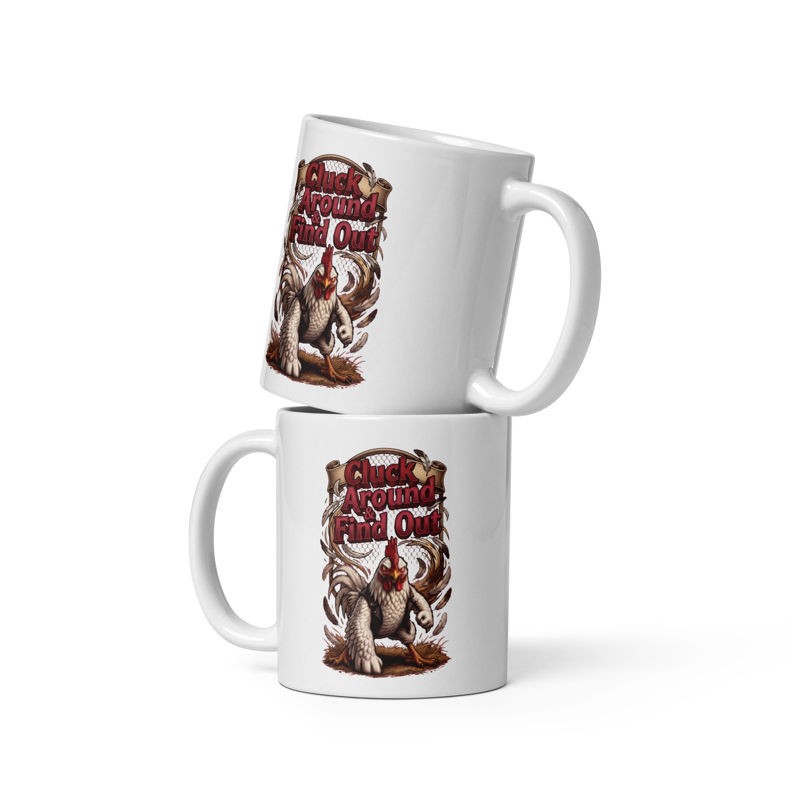 Cluck Around & Find Out - Full Color White Glossy Mug TrendsByKayla