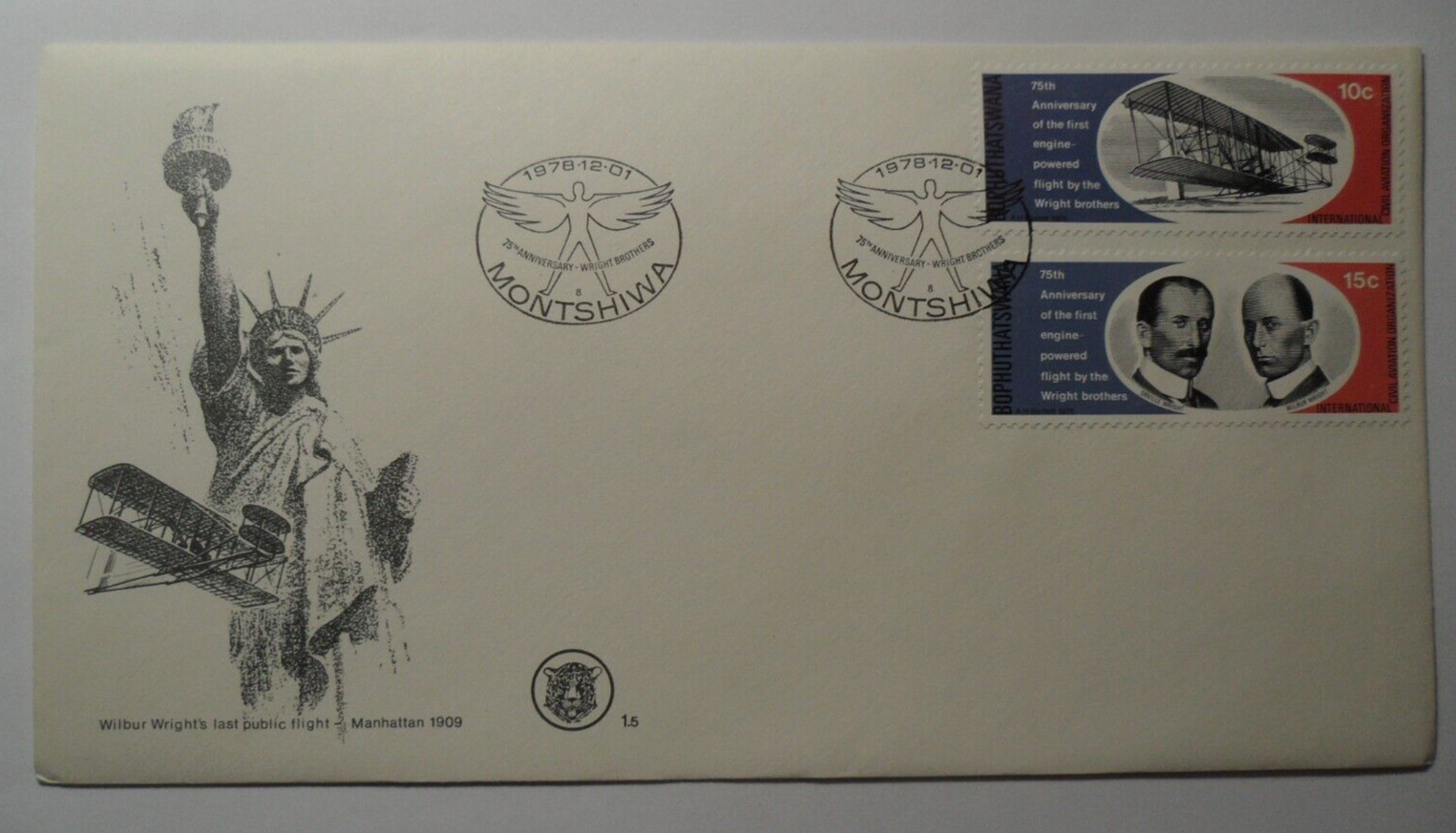 STAMPMART : BOPHUTHATSWANA ( S. AFRICA ) 1978 WRIGHT BROTHERS POWERED FLIGHT FDC