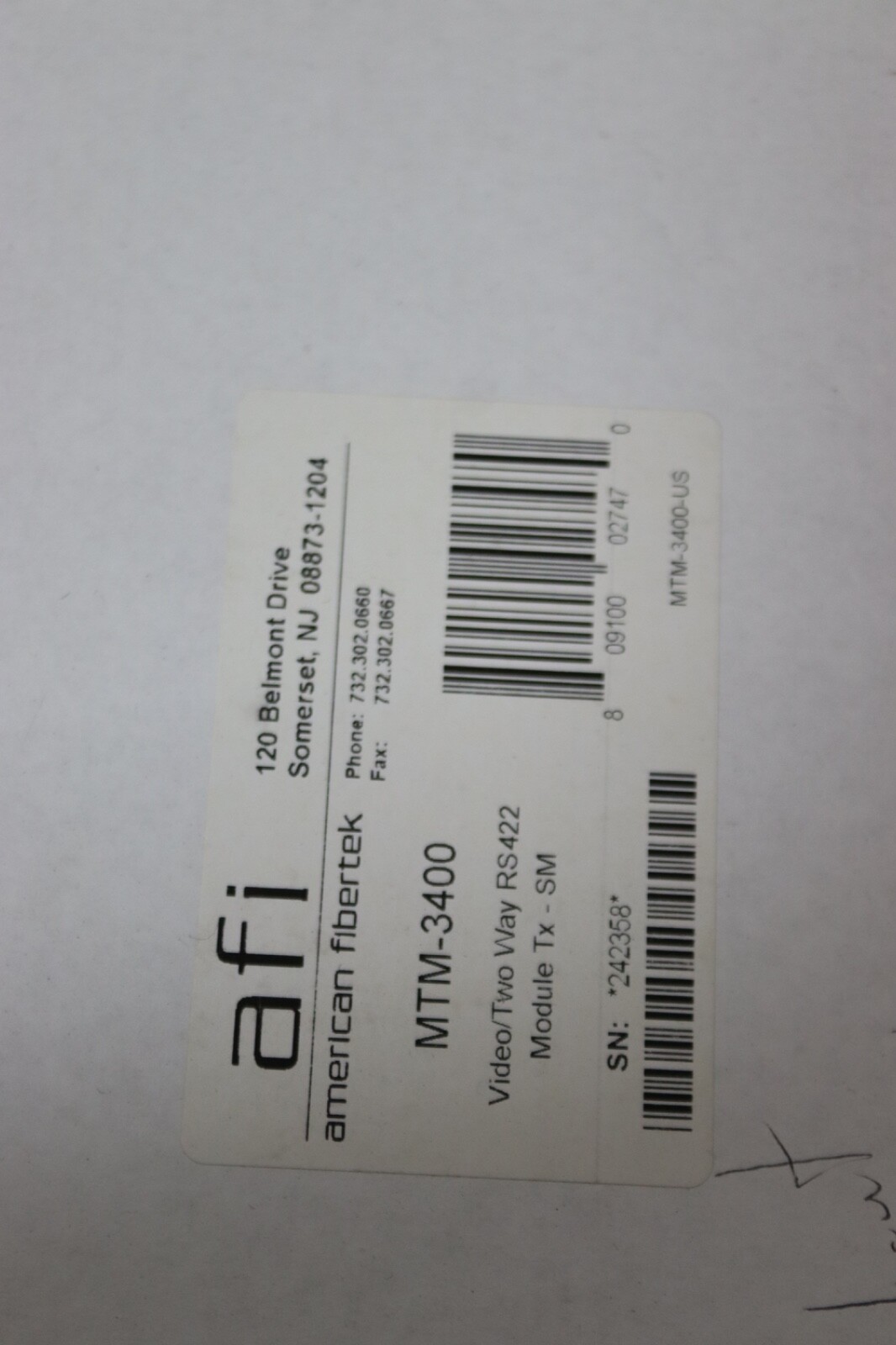 NEW AFI American Fibertek MTM-3400