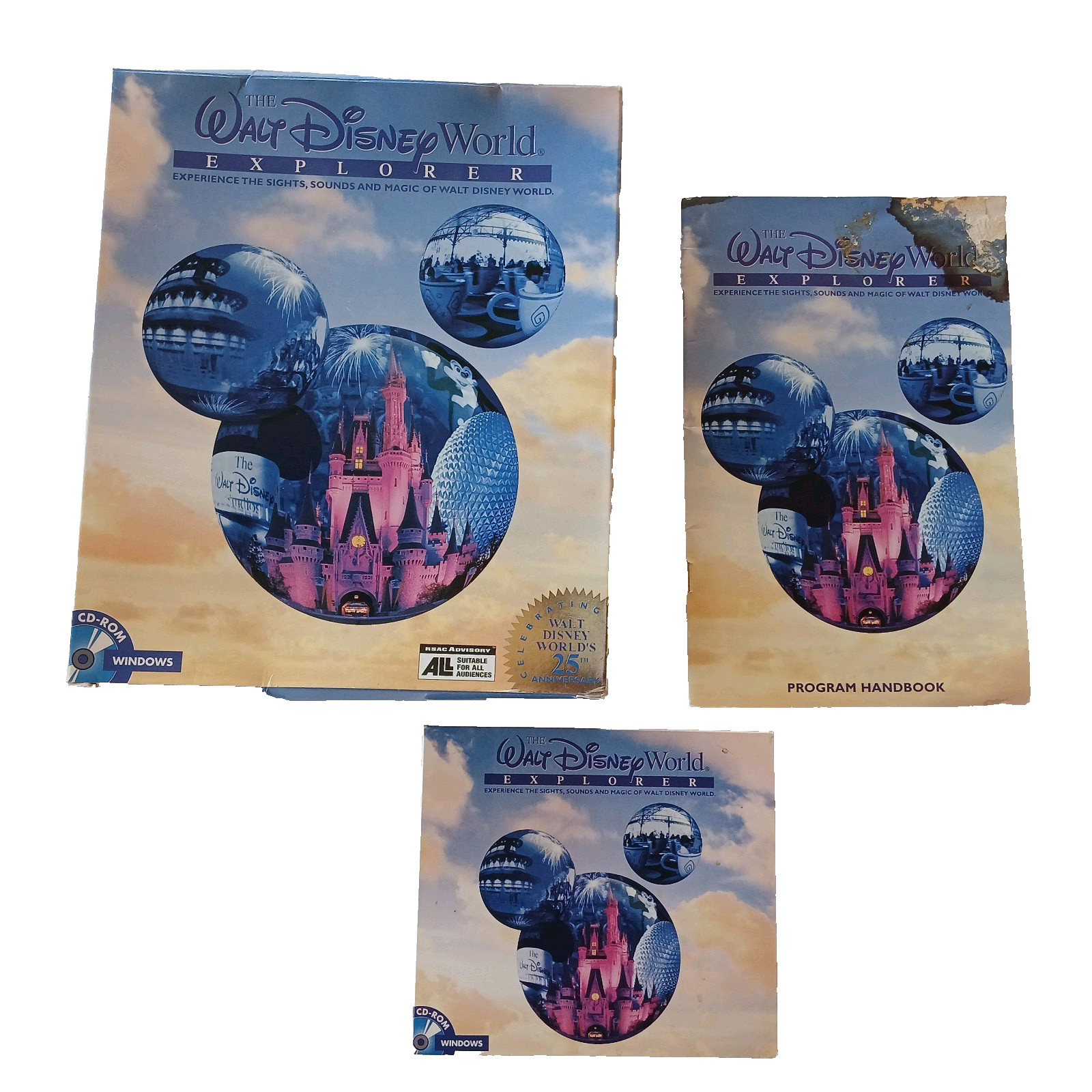 WDW Explorer 25th Anniversary (PC CD-ROM, 1996) Box & program handbook included