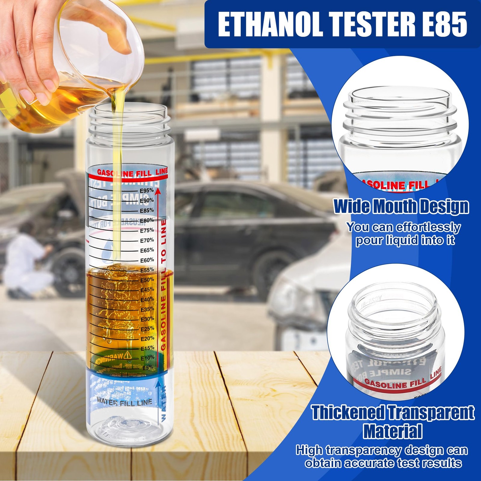 Windspeed 2 Pack e85 Ethanol Tester Bottle, E85 Fuel Gasoline Octane Level...