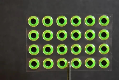 24, NEON LIME with Black Pupil, 1/8" 3mm, 3D Soft Molded Lure Eyes Fly Tying