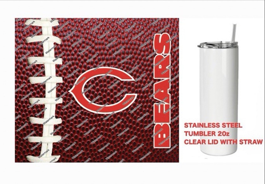 BEARS   - Pig skin Football - Tumbler 20 oz Stainless Steel