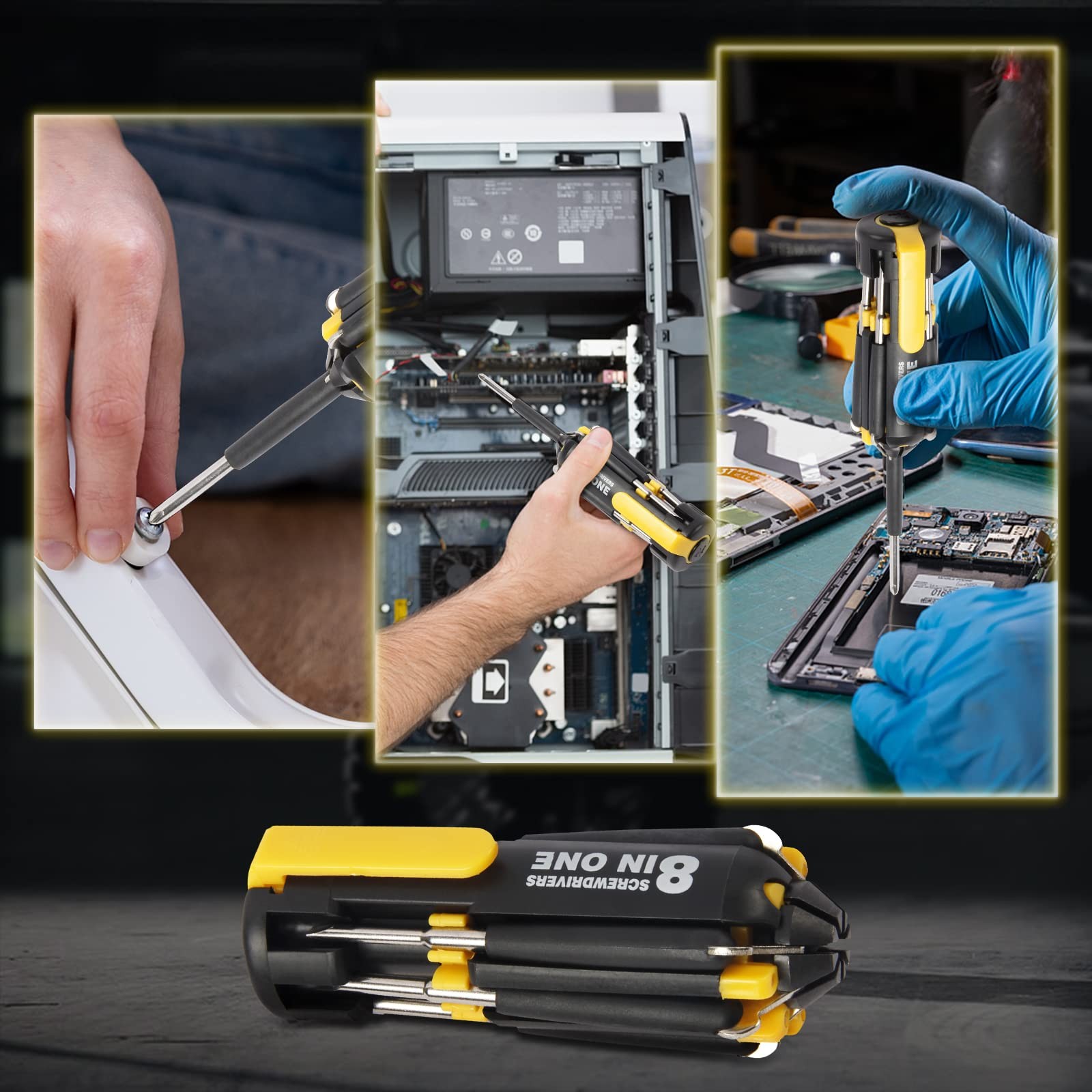 8 In 1 Screwdriver With Flashlight Multi Functional 8 In 1 Screwdrivers Tool Set