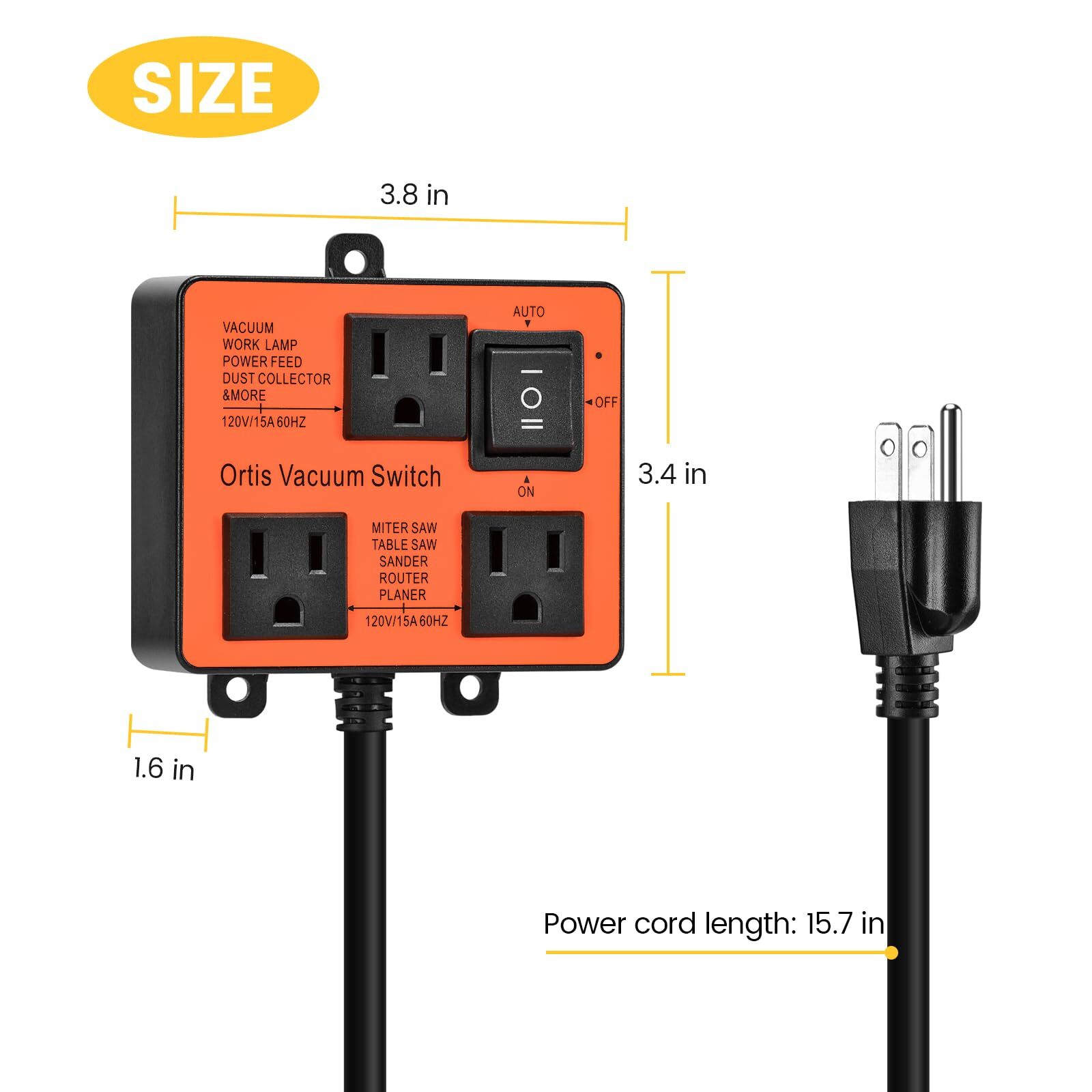 Automatic Vacuum Switch, Vacuum Switch for More Power Tools, Delay Vacuum On/...