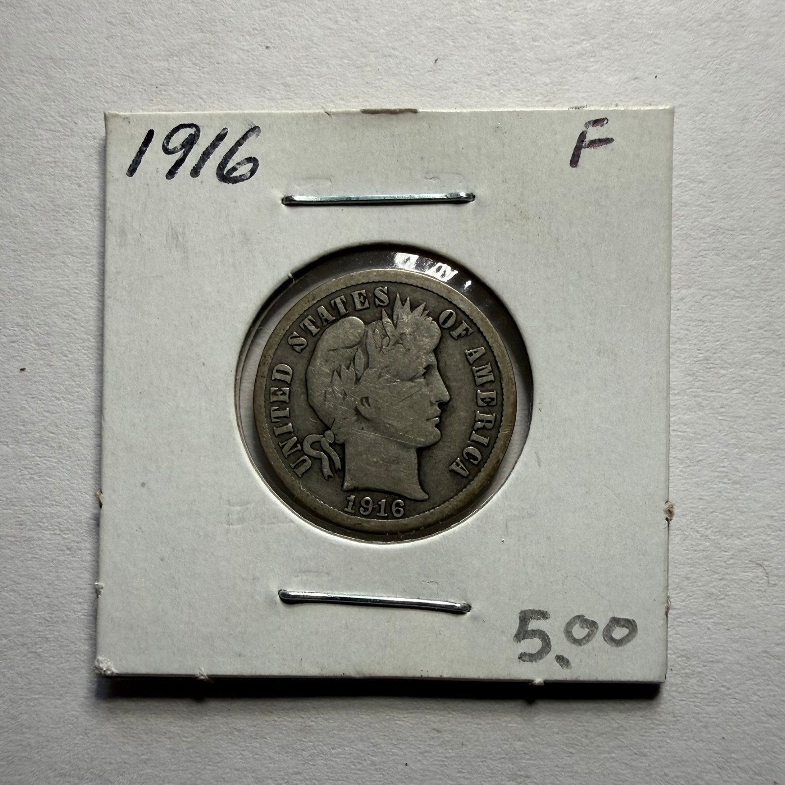 1916-P Barber Dime 10C SILVER - Fine (F)