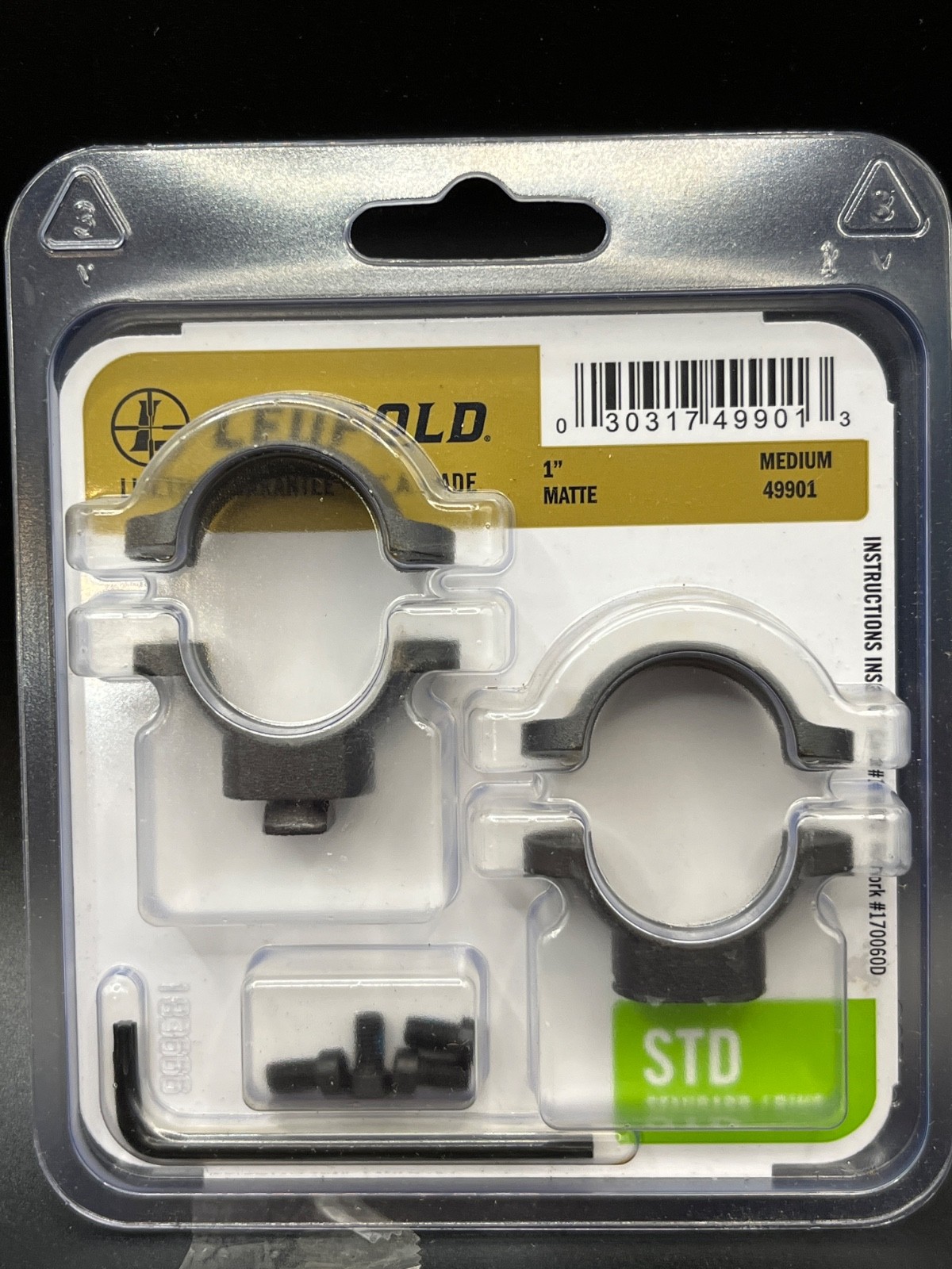 Leupold Scope Rings, 1" Diameter, Standard Medium Matte, Part 49901
