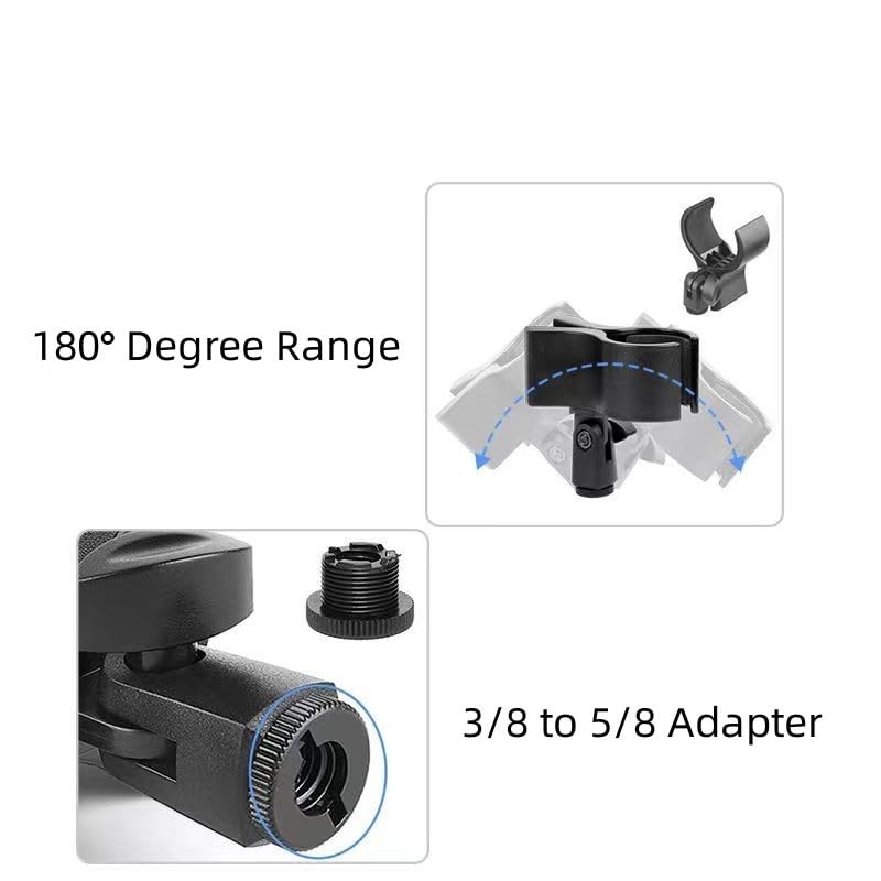 CCeCCe 2 Pack Microphone Clip Holder Mic Stand Clips Replacement with 5/8" 3/...