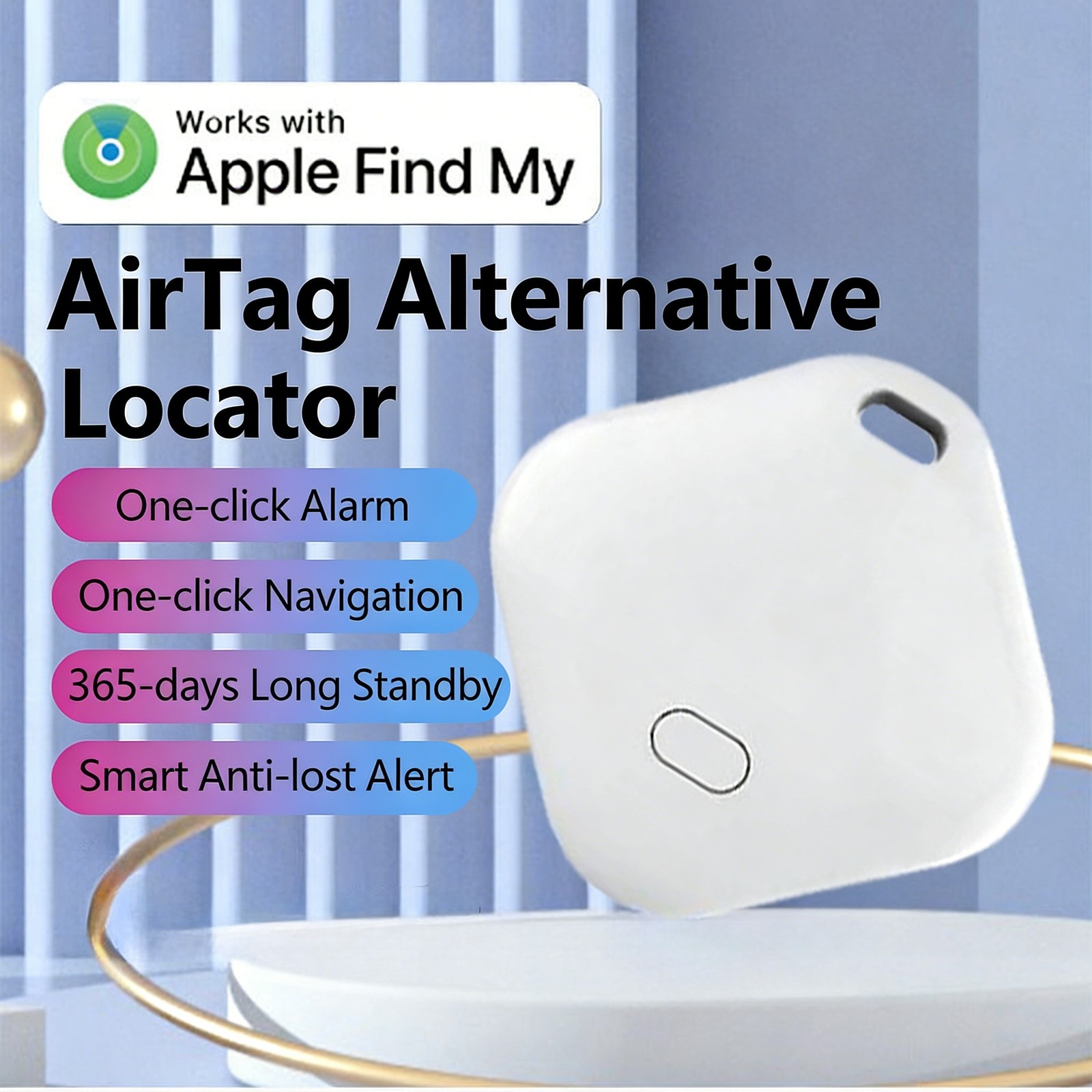 iOS Smart Tag Tracker –  IP67 Waterproof Bluetooth Item Finder (White, 1 Pack)