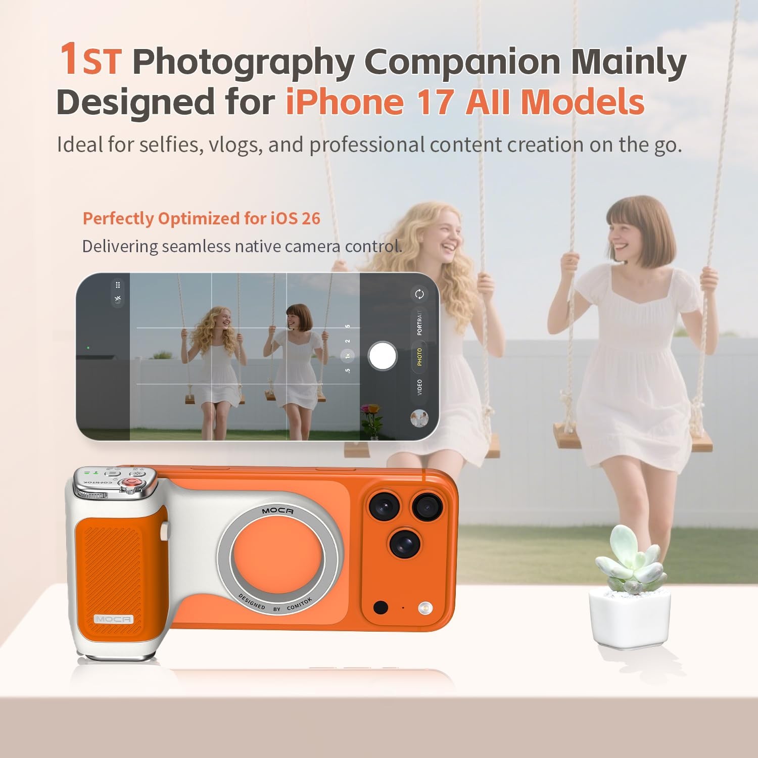 iPhone 17 Pro Camera Grip - Magnetic Fun Shot, No App Needed, Anti-Drop Remote,