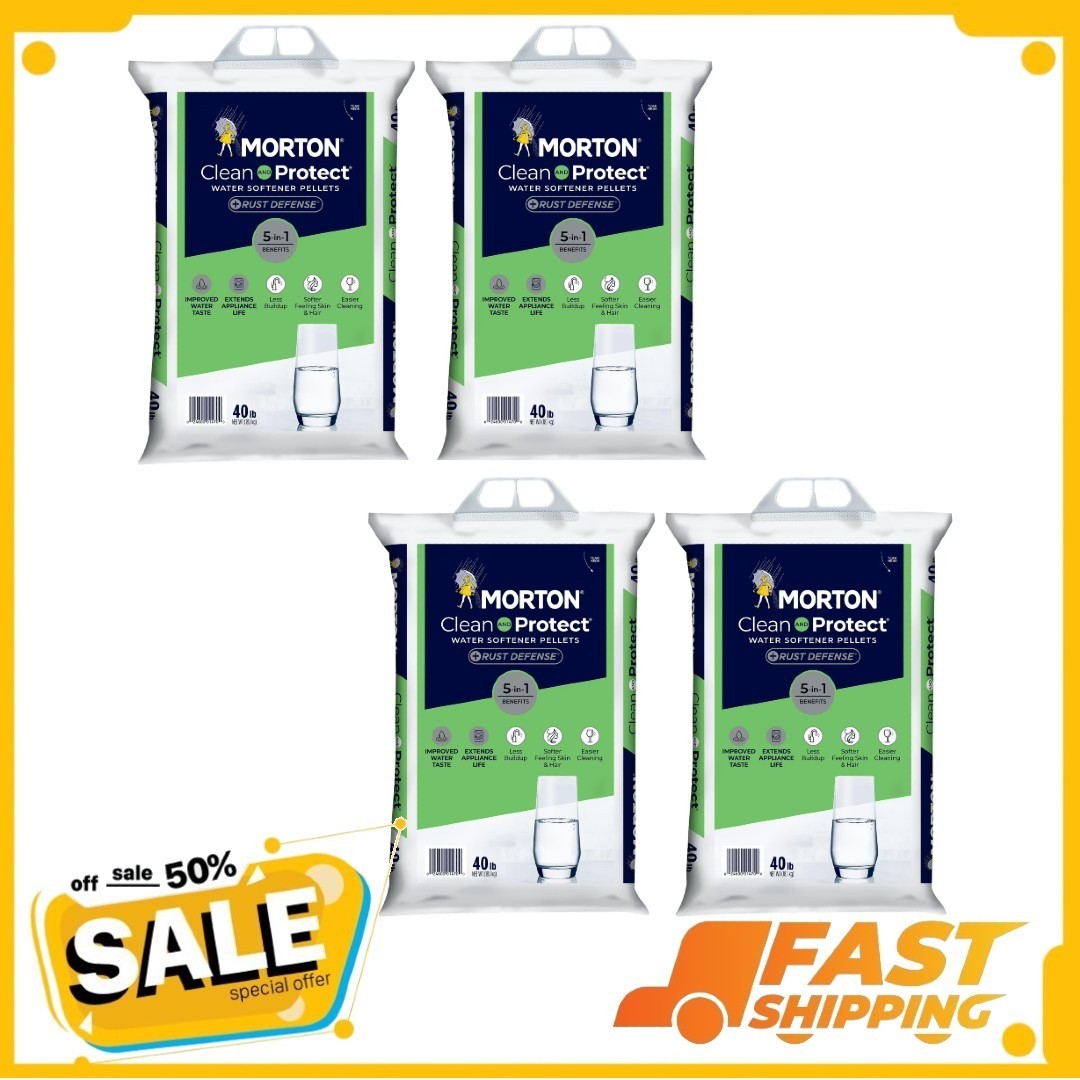 (4 pack) Morton® Clean and Protect Plus Rust Defense Water Softener Salt Pellets