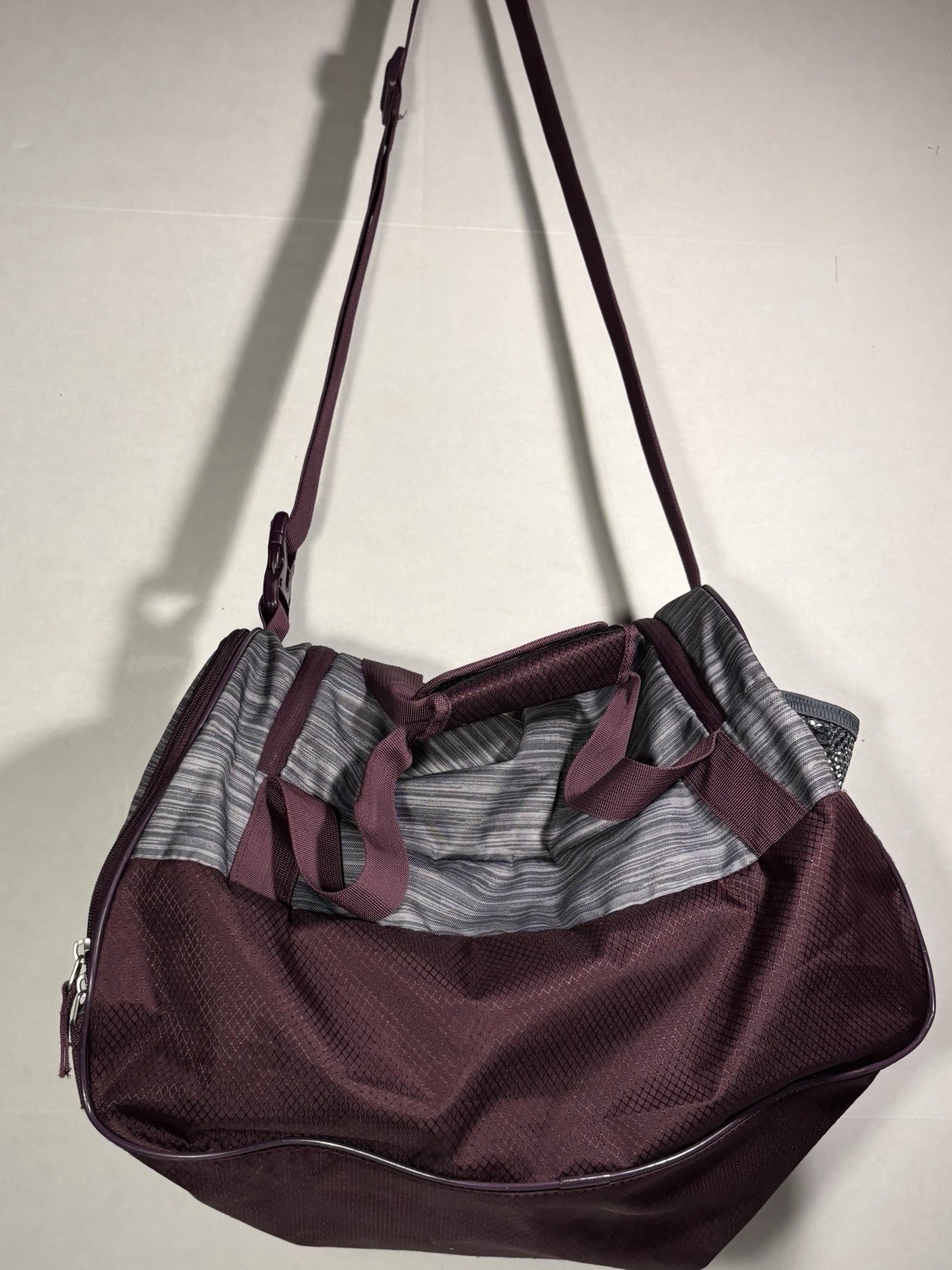 Adidas Women's Squad Gym Duffel Bag Gray and Purple One Size