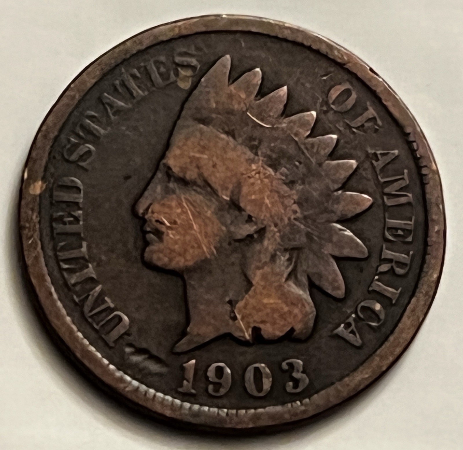 1903 Indian Head Cent Scratched Obverse BN1790
